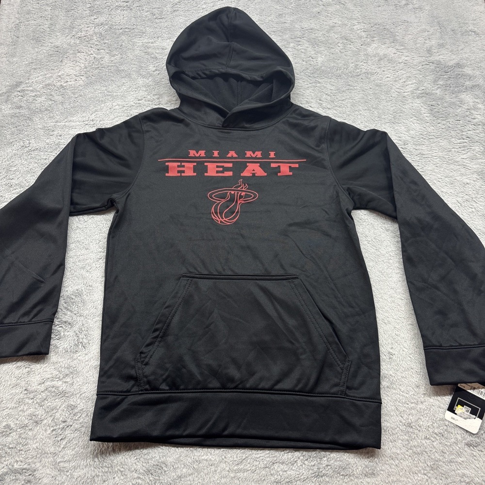 Miami Heat NBA Performance Sweatshirt Hoodie Boys Size L 12/14 Black New